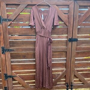 Elegant Brown Wrap Dress